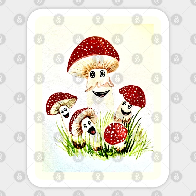 Mushroom family Sticker by The artist of light in the darkness 